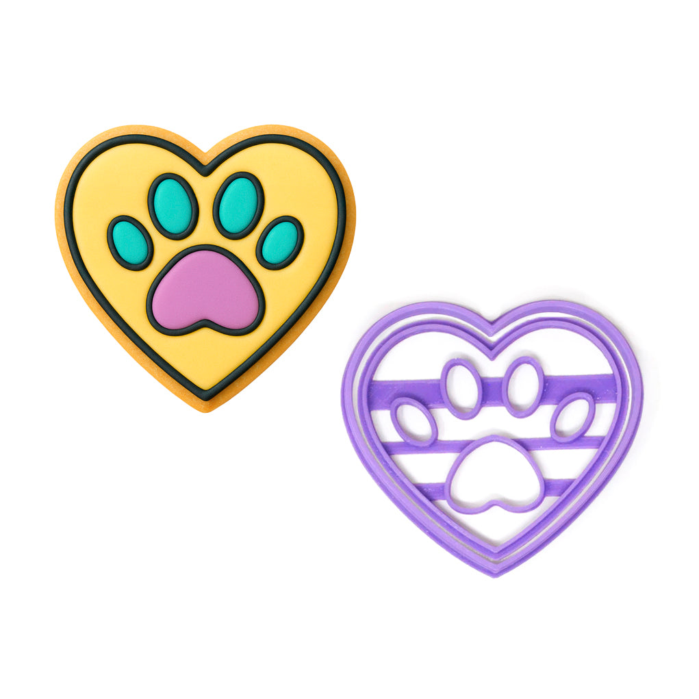 Cortador Huellita Corazón para Galletas – Set con Marcador 🐾💜🍪