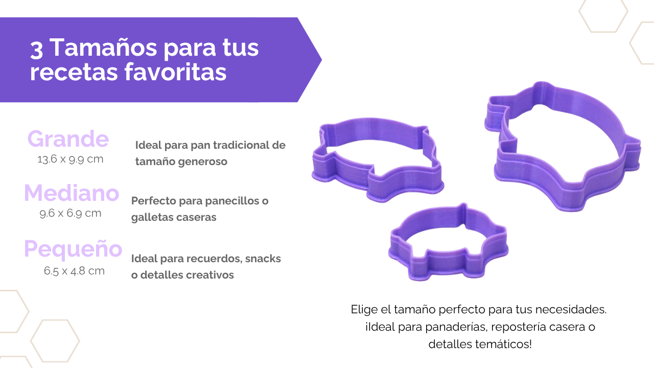 Set de 3 Cortadores de Puerquito para Pan Tradicional Piloncillo 🐷🍞☕️
