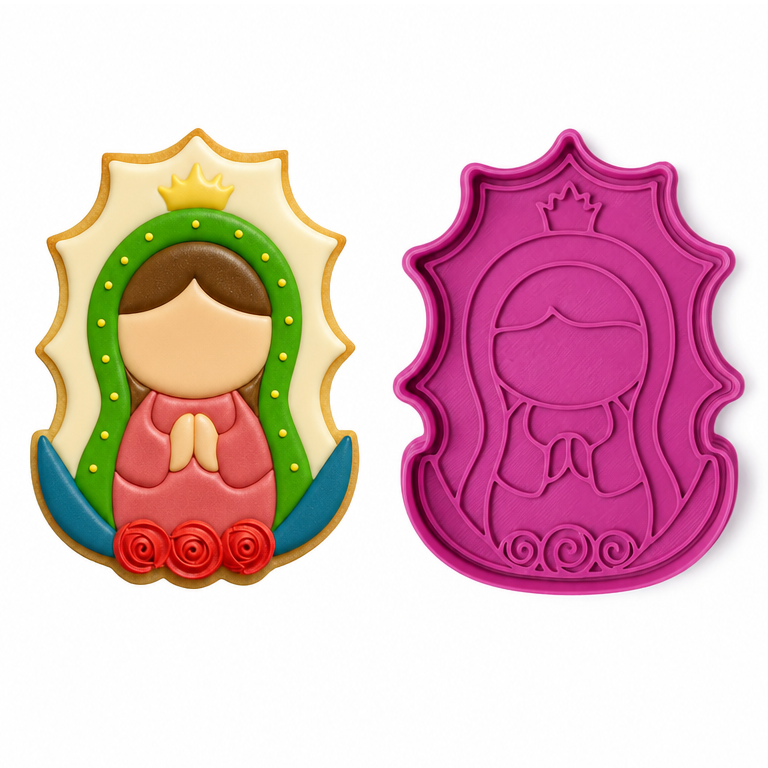 Cortador de Galletas "Virgencita" con Plantilla Navidad Repostería 🎄🍪✨