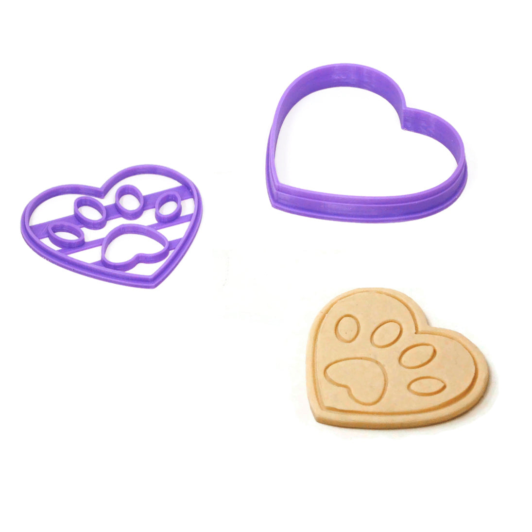 Cortador Huellita Corazón para Galletas – Set con Marcador 🐾💜🍪