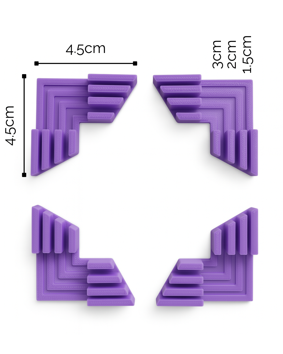 Esquineros Estabilizadores para Cartonaje (Set de 4) – 1.5mm / 2mm / 3mm 📦📐✨ MORADO🟣
