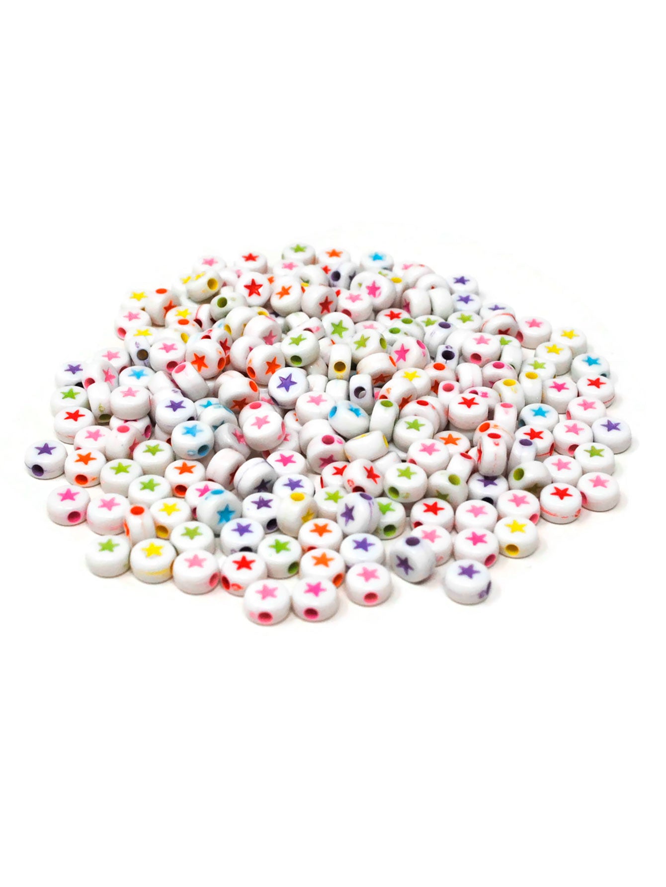 200 Cuentas de Acrílico Circulares con Estrellas de Colores Para Pulseras y Bisutería ⭐🌈✨
