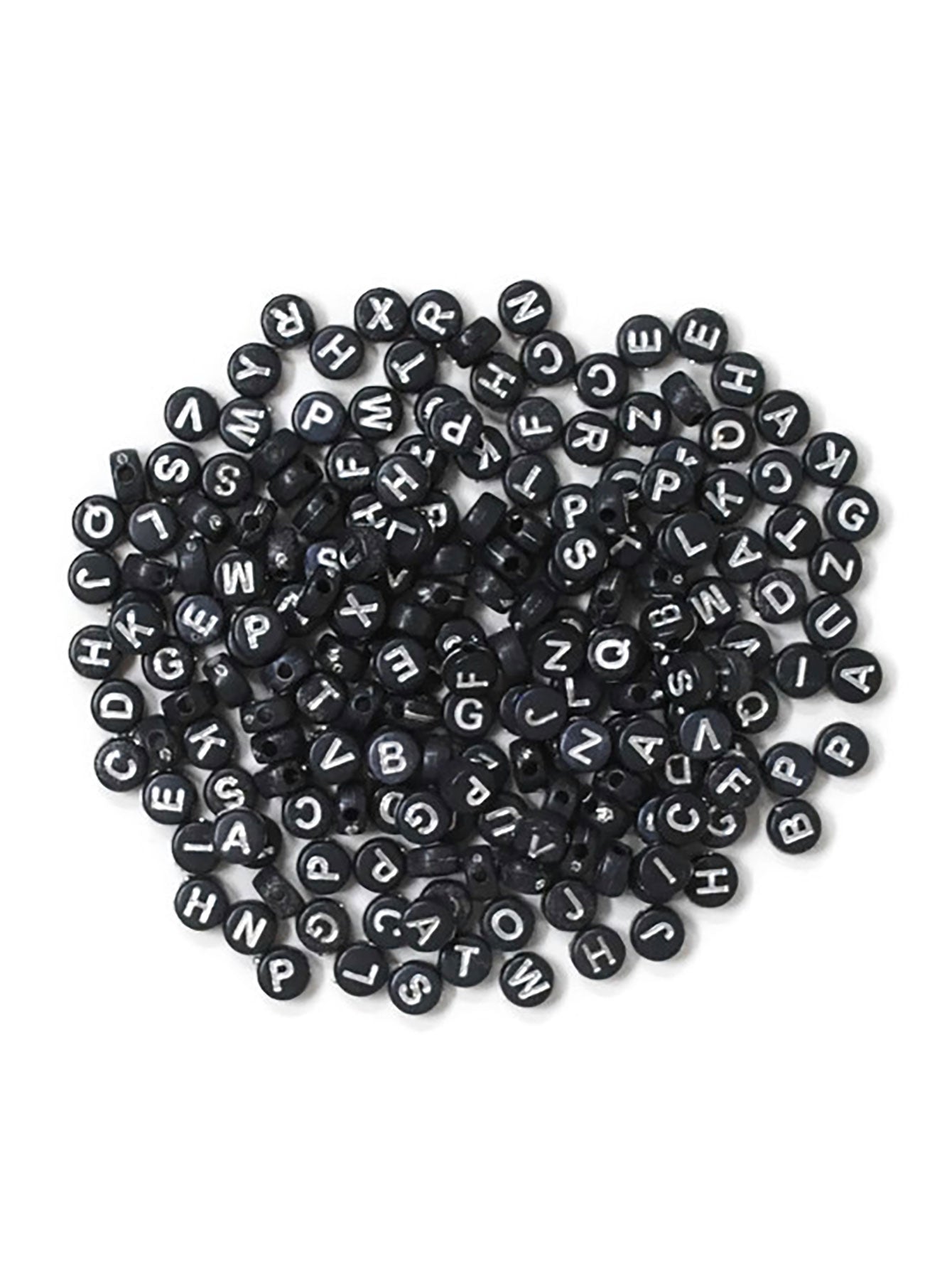 400 Cuentas de Acrílico Negras con Letras Blancas Para Pulseras, Bisutería y Manualidades 🔤🖤✨