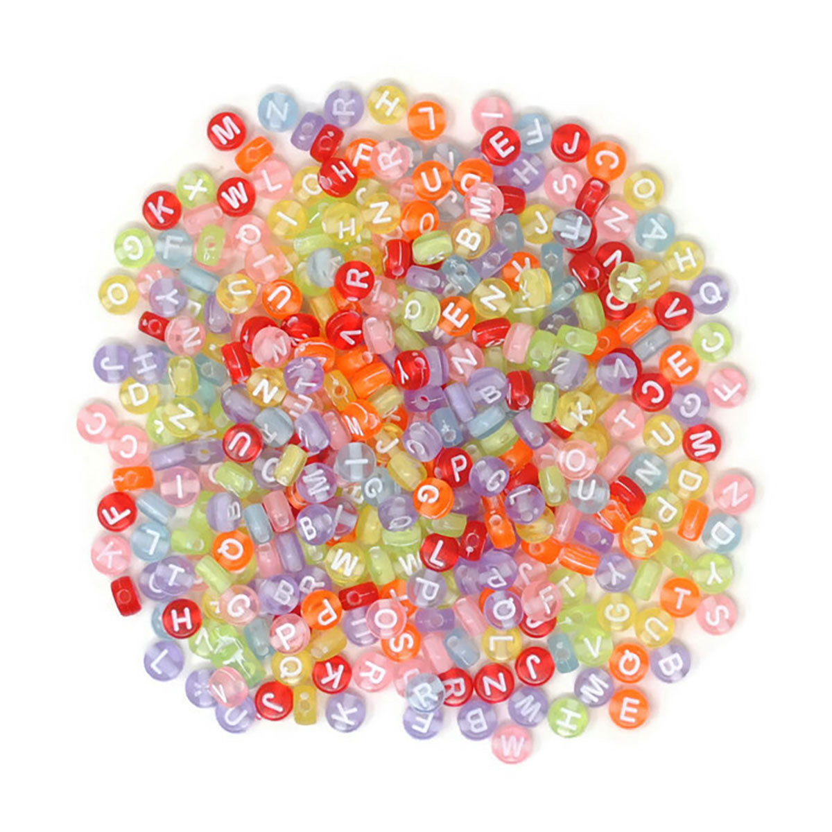 400 Cuentas de Acrílico de Colores Translúcidos con Letras Blancas Para Pulseras, Bisutería y Manualidades 🔤🏷️🎨