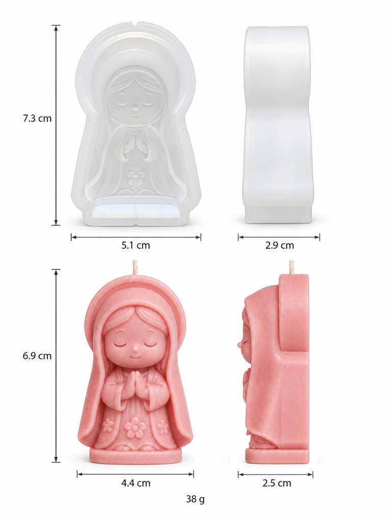 Molde De Silicona Virgencita Virgen Vela Comunión Altar