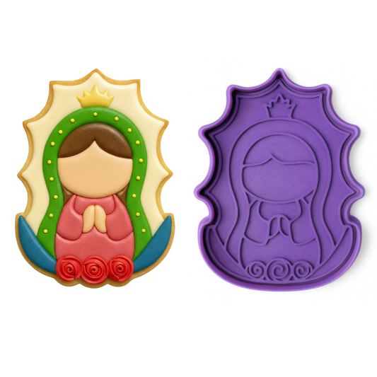Cortador de Galletas "Virgencita" con Plantilla Navidad Repostería 🎄🍪✨