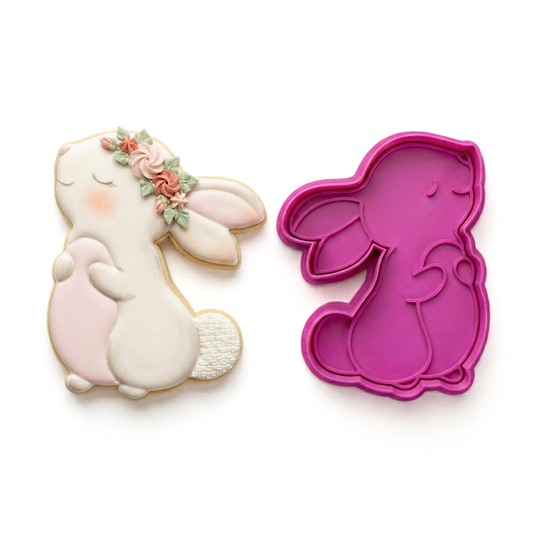 Cortador de galletas "Conejito Lateral" con plantilla Pascua