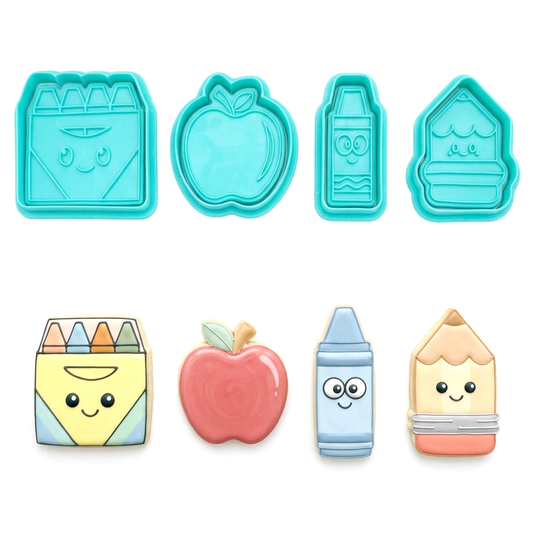 Set de Cortadores de Galletas con marcador Día del Maestro 🍎🖍️✏️