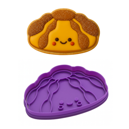 Cortador de galletas "Pan de Muerto Kawaii" con plantilla