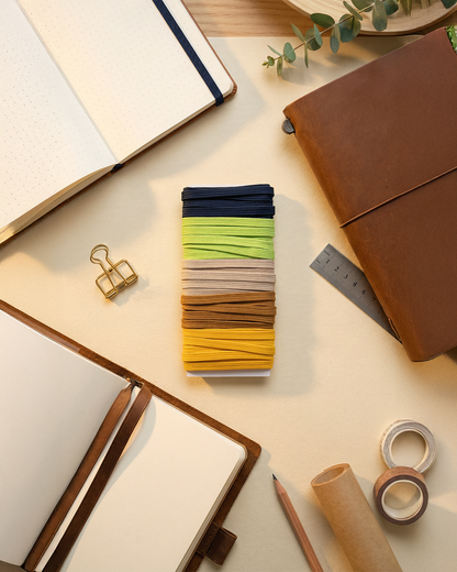 Set Elástico Plano 6 mm para Libretas, Agenda y Costura "Mix Bosque" 🌳🎨📦✨