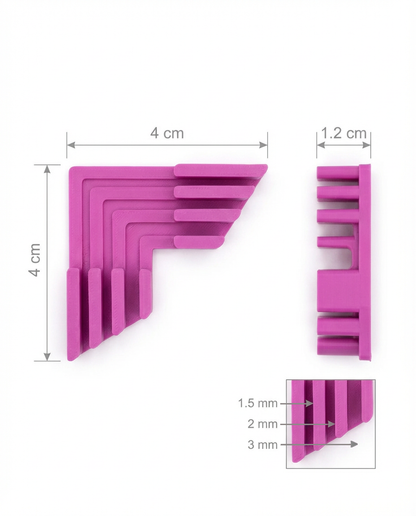 Esquineros Estabilizadores para Cartonaje (Set de 4) – 1.5mm / 2mm / 3mm 📦📐✨ MAGENTA💕