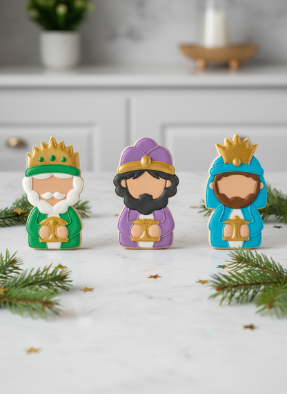 Cortadores De Galletas "Reyes Magos" Con Plantilla Navidad