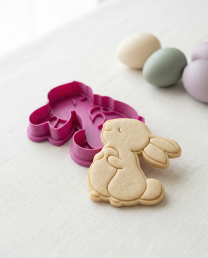 Cortador de galletas "Conejito Lateral" con plantilla Pascua