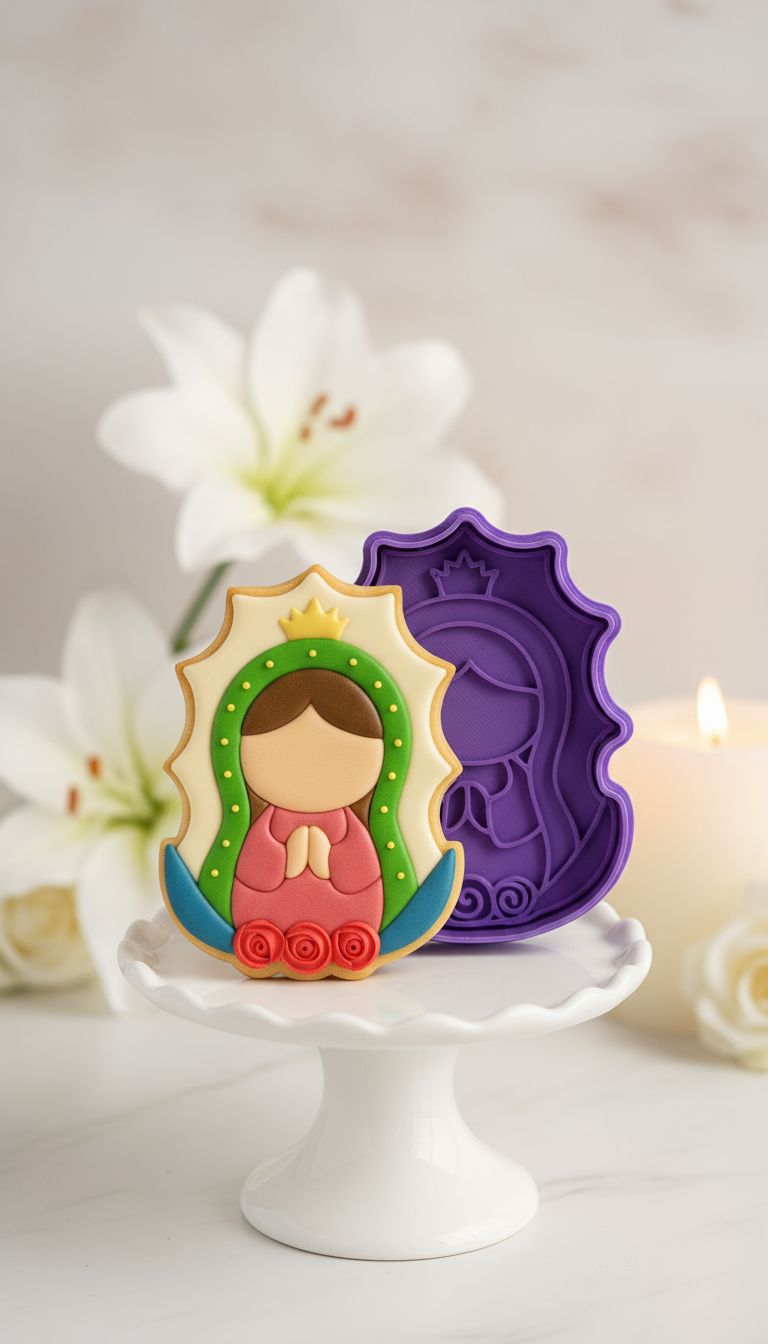 Cortador de Galletas "Virgencita" con Plantilla Navidad Repostería 🎄🍪✨