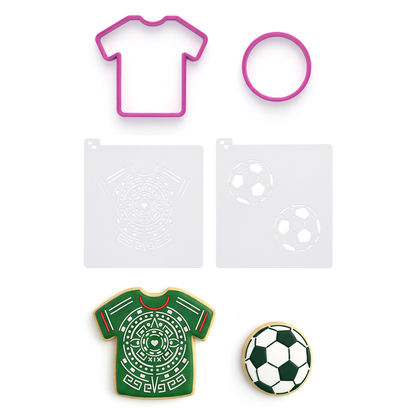 Set Esténcil y Cortadores para Galletas Fútbol Playera Balón Mundial ⚽✨🍪