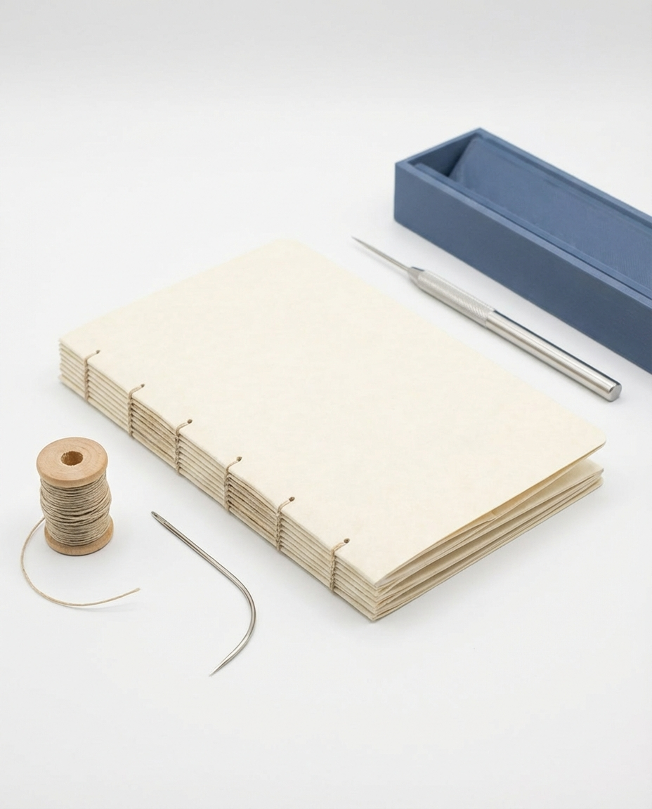 Cuna de perforación para encuadernación con regla y punzón metálico (Azul) 📏🪡📚