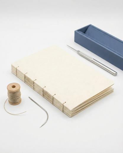 Cuna de perforación para encuadernación con regla y punzón metálico (Azul) 📏🪡📚