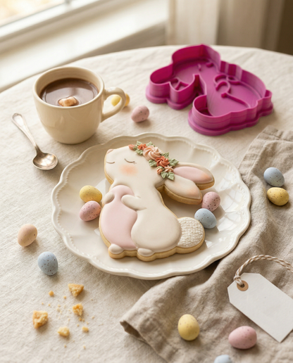 Cortador de galletas "Conejito Lateral" con plantilla Pascua