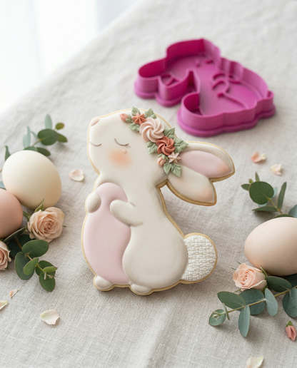 Cortador de galletas "Conejito Lateral" con plantilla Pascua