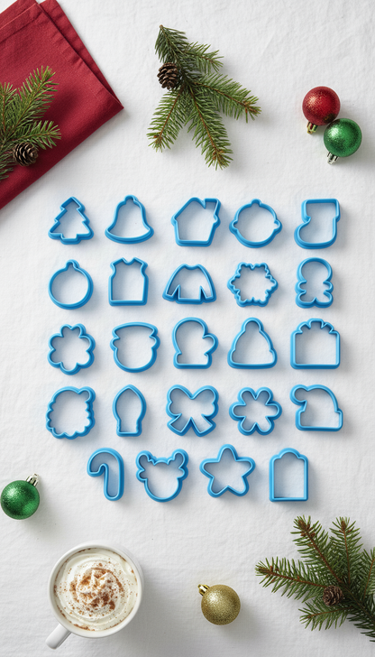 Set 24 Cortadores Galletas Calendario Adviento Navidad Mini 4 cm 🎄🍪✨🎁