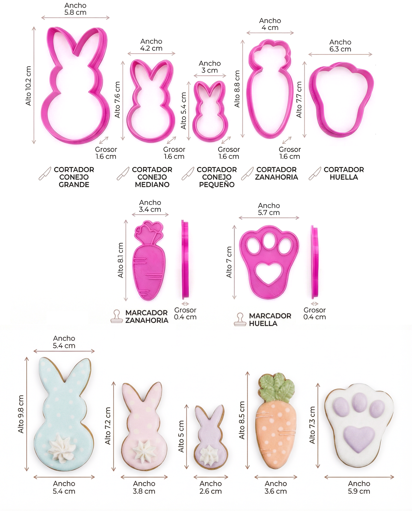 Set de Cortadores de Galletas para Pascua 🐰🥕