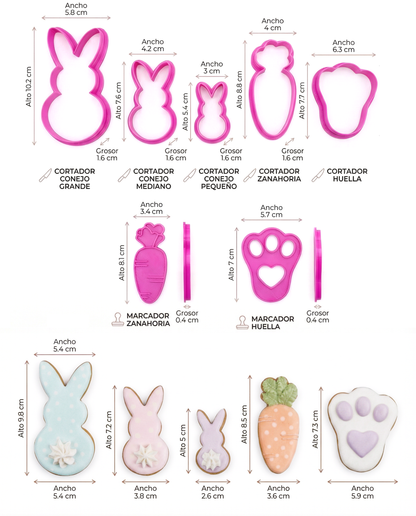 Set de Cortadores de Galletas para Pascua 🐰🥕