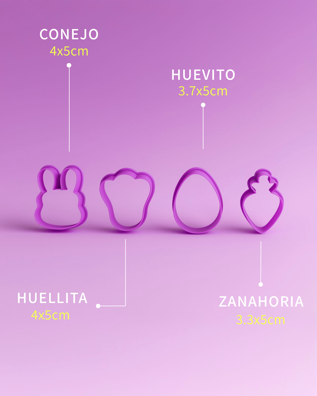 Set de Cortadores de Galletas Mini para Pascua 🐰🥕