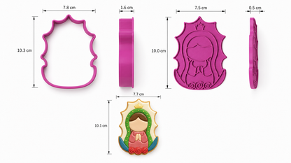 Cortador de Galletas "Virgencita" con Plantilla Navidad Repostería 🎄🍪✨