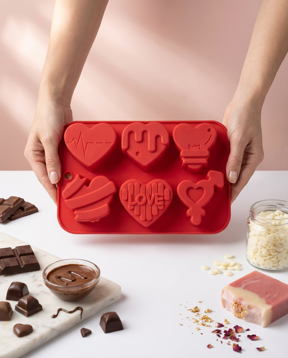 Molde de silicona para repostería, velas y jabones - Corazones San Valentín 🧁❤️🧼