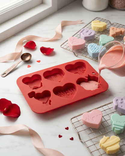 Molde de silicona para repostería, velas y jabones - Corazones San Valentín 🧁❤️🧼