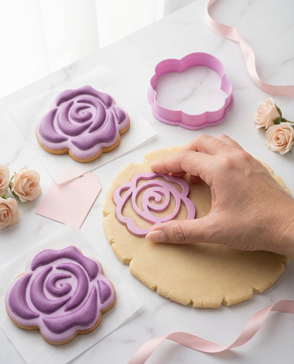 Cortador y marcador para galletas en forma de rosa 🌹🍪🎀