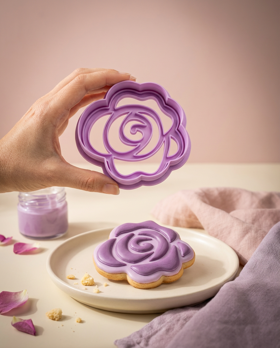 Cortador y marcador para galletas en forma de rosa 🌹🍪🎀