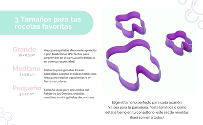 Juego de Cortadores de Galletas "Muelitas" Dientes – Set de 3 Tamaños para Repostería 🍪🦷✨