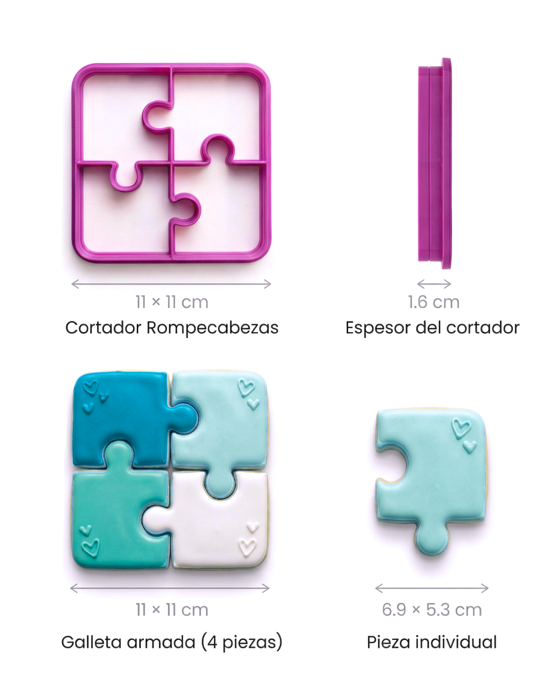 Cortador de Galletas Rompecabezas Cuadrado – Ideal para Mensajes y Nombres 💕🍪🧩