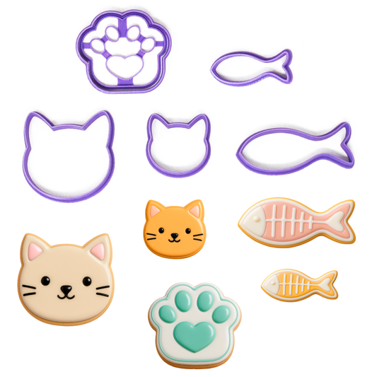 Set de Cortadores “Gatitos, Peces y Huellitas” Premios🐱🐾🐟