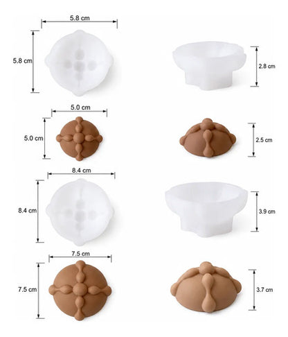 Moldes De Silicona Pan Muerto Vela Ofrenda Chico & Grande Blanco