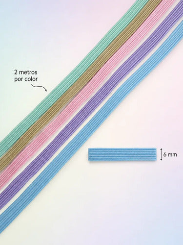 Set Elástico Plano 6mm – Mix Pastel para Agendas, Libretas y Costura 🧵✂️