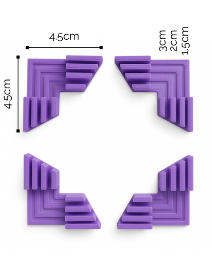 Esquineros Estabilizadores para Cartonaje (Set de 4) – 1.5mm / 2mm / 3mm 📦📐✨ MORADO🟣
