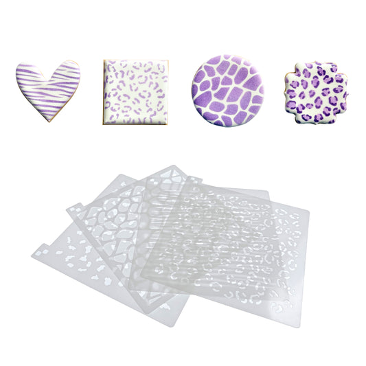 Set de Esténciles Animal Print 🐆🦓🦒 – Decoración para Galletas
