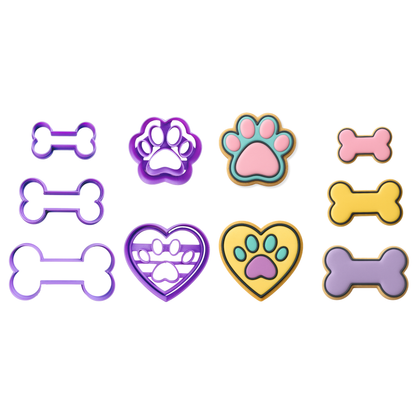 Kit Cortadores de Galletas "Huesitos & Huellitas" 🐾🍪💜 Premios