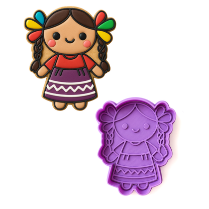 Cortador y Marcador Muñeca Lele Vestido Tradicional 🎀🍪 15 de Septiembre! 🎉