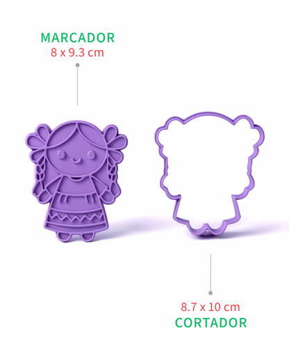 Set de Cortadores y Marcadores Muñeca Lele – Cortadores para Galletas Artesanales – Diseño Tradicional Mexicano