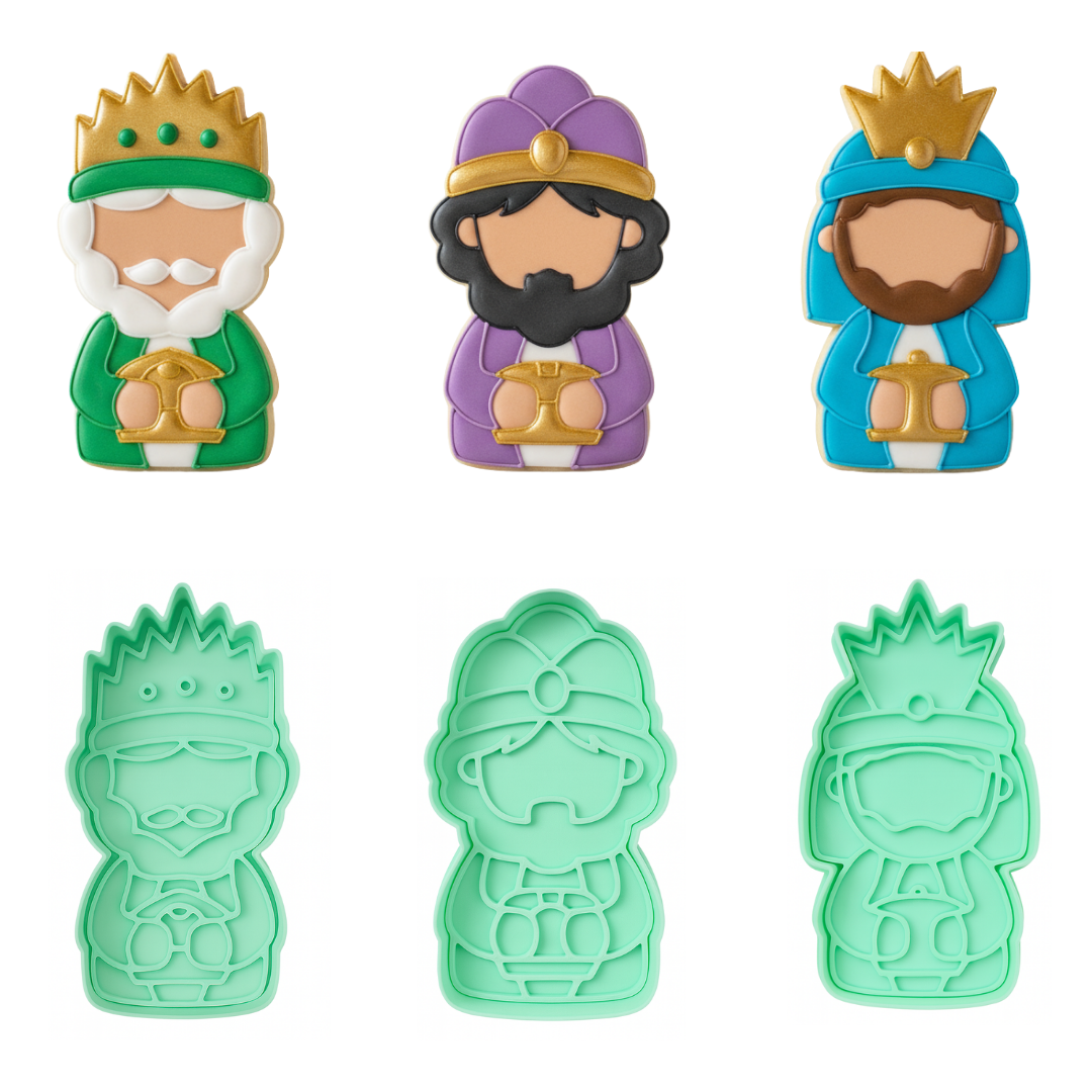 Cortadores De Galletas "Reyes Magos" Con Plantilla Navidad