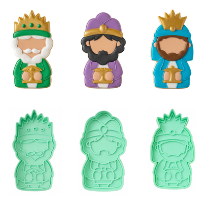 Cortadores De Galletas "Reyes Magos" Con Plantilla Navidad