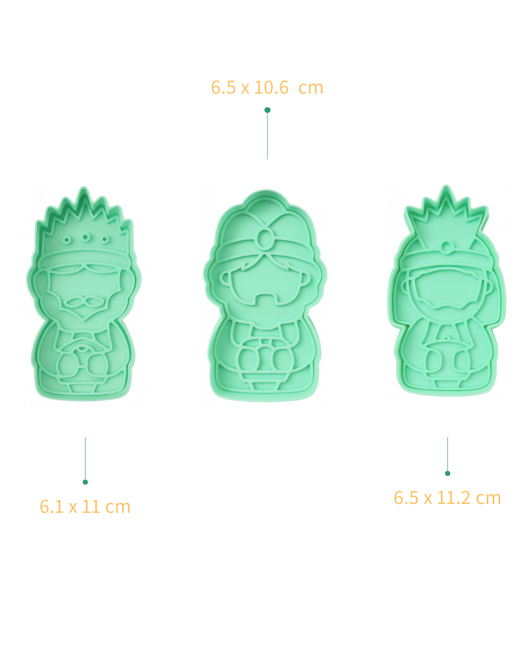 Cortadores De Galletas "Reyes Magos" Con Plantilla Navidad