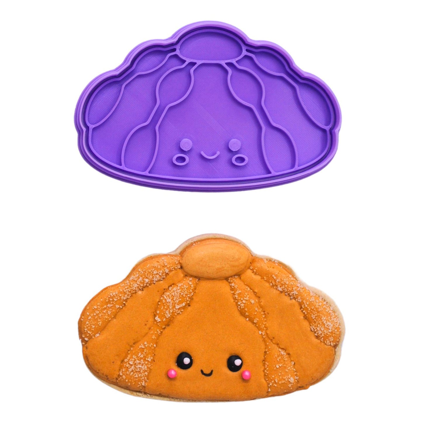 Cortador de galletas "Pan de Muerto Kawaii" con plantilla