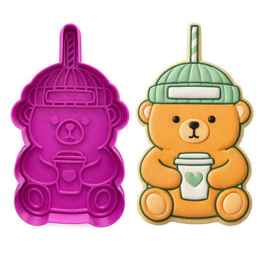 Cortador + Marcador Oso con Vaso para Galletas de San Valentín 🍪💖☕