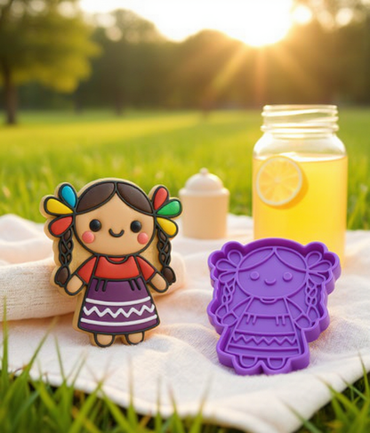 Set de Cortadores y Marcadores Muñeca Lele – Cortadores para Galletas Artesanales – Diseño Tradicional Mexicano