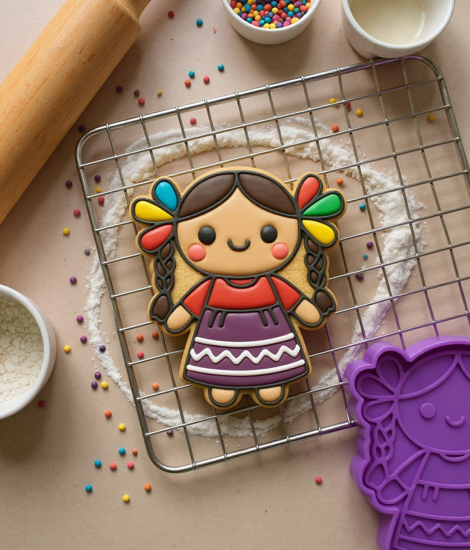 Cortador y Marcador Muñeca Lele Vestido Tradicional 🎀🍪 15 de Septiembre! 🎉