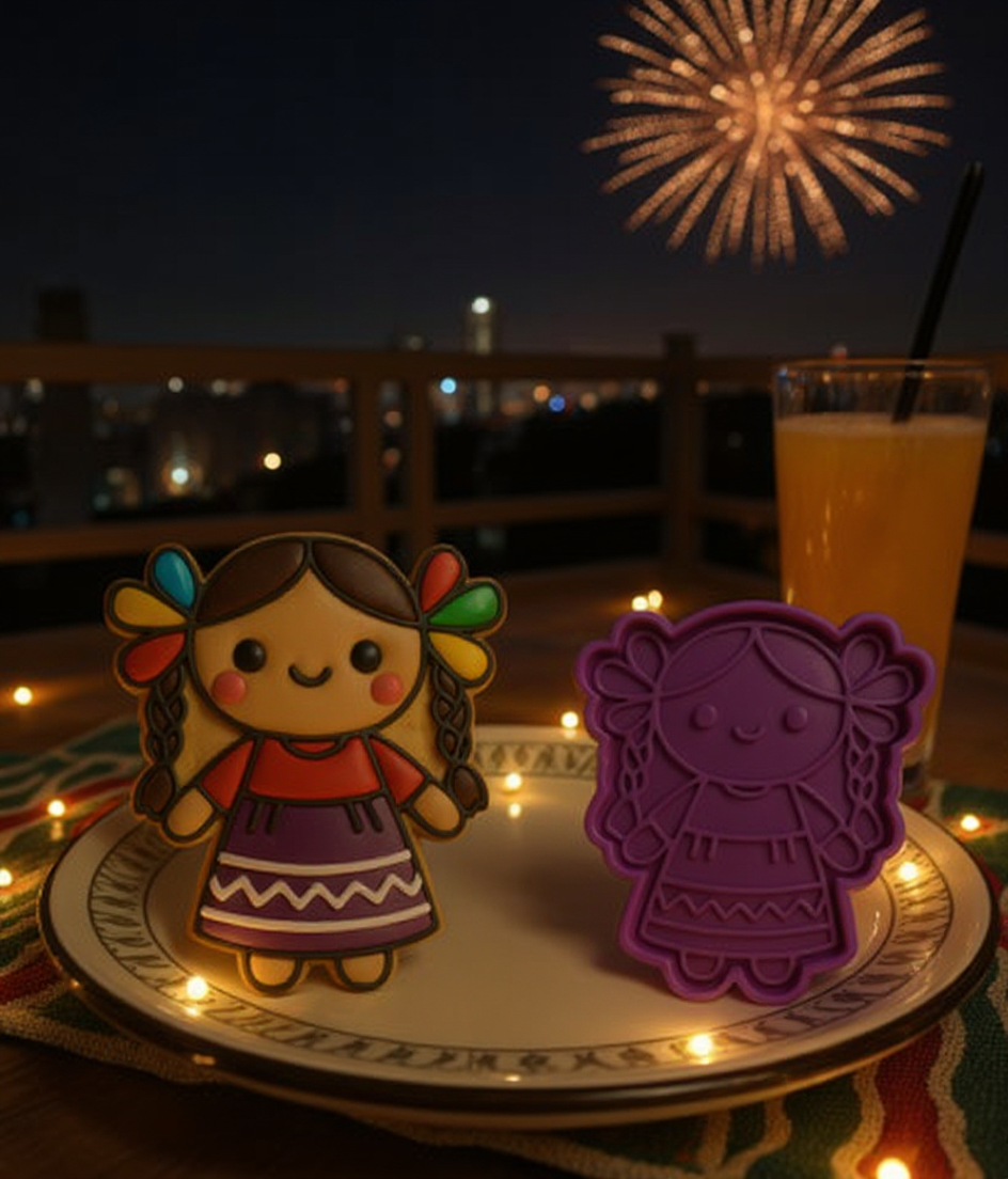 Cortador y Marcador Muñeca Lele Vestido Tradicional 🎀🍪 15 de Septiembre! 🎉